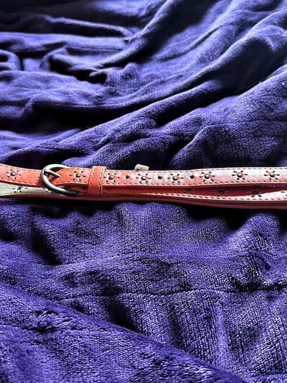 Floral Perforated Belt in Orange Size 19